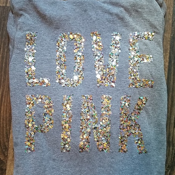 PINK Victoria's Secret Tops - Victoria's Secret Pink XS sparkly grey sweatshirt